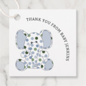 Étiquettes Cadeau Eléphant bleu bébé (Devant)