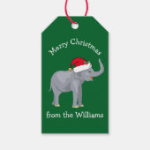 Étiquettes-cadeau Elephant de Noël Cute Custom Green Enfants (Devant)
