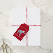 Étiquettes-cadeau Elephant de Noël Santa Hat Coutume rouge mignonne  (Avec de la ficelle)