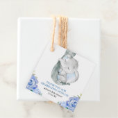 Étiquettes Cadeau Eléphant garçon baby shower floral (En situation)