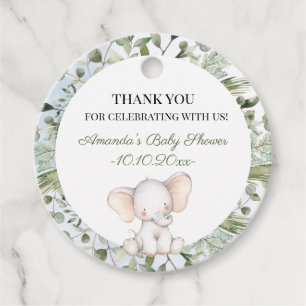 Étiquettes Cadeau Elephant Green Boy Circle Boy Baby shower