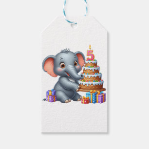 Étiquettes-cadeau Éléphant Mignon 5ème Anniversaire