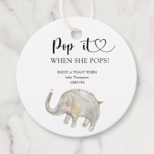 Étiquettes Cadeau Elephant Pop it quand elle pop baby shower