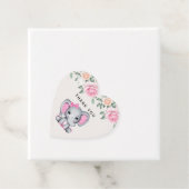 Étiquettes Cadeau Eléphant rose mignonne et Merci frontalier Rose (En situation)