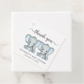 Étiquettes Cadeau Elephant Twin Baby Boys Douche Merci (En situation)