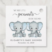 Étiquettes Cadeau Elephant Twin Baby Boys Douche Merci (Dos)