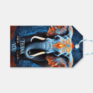 Étiquettes-cadeau Eléphant vibrant aux motifs floraux