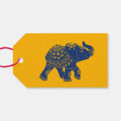 Étiquettes-cadeau Eléphants à thème indiens en Mariage bleu royal (Dos (Horizontal))
