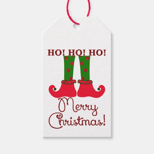 Étiquettes-cadeau Elf Legs | Ho, Ho, Ho, Joyeux Noël ! (Devant)