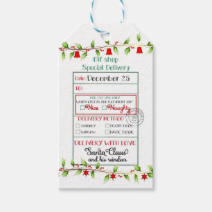 Étiquettes-cadeau Elf Shop Livraison spéciale Holly Nice ou Naughty