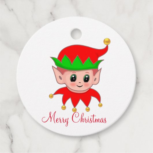Étiquettes Cadeau Elfe de Noël mignon (Devant)