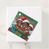 Étiquettes Cadeau Elfs de Noël afro-américains (En situation)