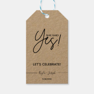 Étiquettes-cadeau Elle a dit Oui Engagement Party Tags cadeaux