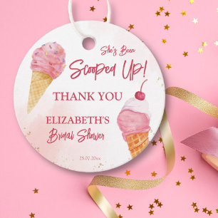 Étiquettes Cadeau Elle a été écumée rose mariage de glace bridal sho