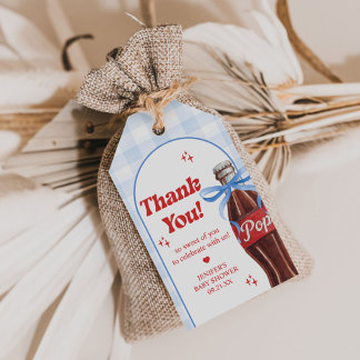 Étiquettes-cadeau Elle est prête à faire éclater la Baby Shower Soda