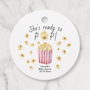 Étiquettes Cadeau Elle est prête à pop Baby shower de pop-corn à l'a