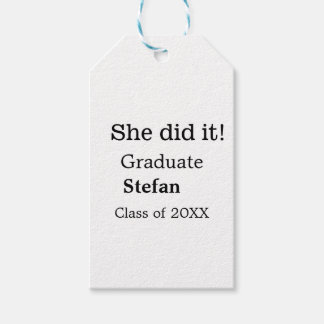 Étiquettes-cadeau Elle l'a fait diplômée ajouter nom classe de texte