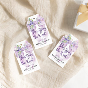 Étiquettes-cadeau Elle Noue le Nœud Réception de Mariage Lavande Arc