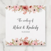 Étiquettes Cadeau ELLE Rose Fleur Élégant Mariage (Dos)