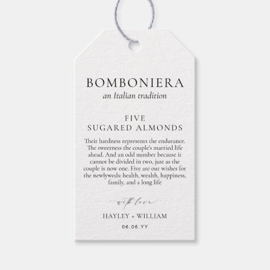 Étiquettes-cadeau Ellesmere Une Tradition Italienne 5 Amandes De Suc (Devant)