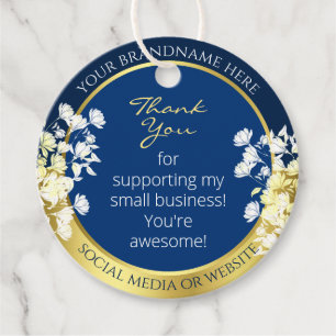 Étiquettes Cadeau Emballage de produits floraux en bleu profond et e