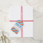 Étiquettes-cadeau EMBALLAGE MERCI brillant coloré rainbow stripe (Avec de la ficelle)