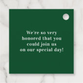 Étiquettes Cadeau Emerald Green Elegant minimaliste Merci Mariage (Dos)