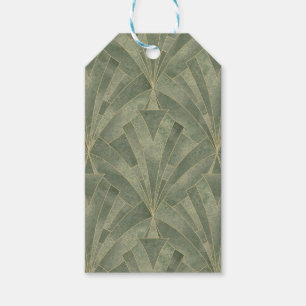 Étiquettes-cadeau Emerald Green et Gold Art déco Motif