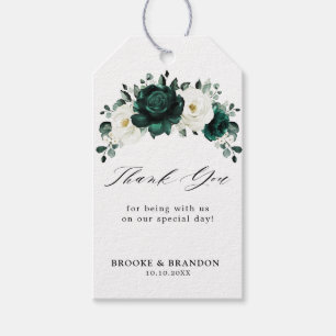 Étiquettes-cadeau Emerald Green Eucalyptus Blanc Floral Mariage