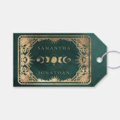 Étiquettes-cadeau Emerald Green & Faux Gold Tarot Mariage céleste (Devant (Horizontal))