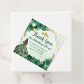 Étiquettes Cadeau Emerald Green Floral Princess Merci Couronne (En situation)