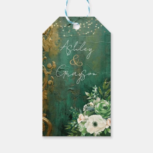 Étiquettes-cadeau Emerald Green Romantic Floral Mariage (Devant)