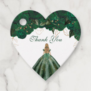 Étiquettes Cadeau Emerald Green Rose Floral Merci Anniversaire