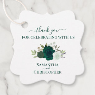 Étiquettes Cadeau Emerald Green Roses Merci de mariage élégant