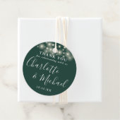 Étiquettes Cadeau Emerald Green Script String Merci (En situation)