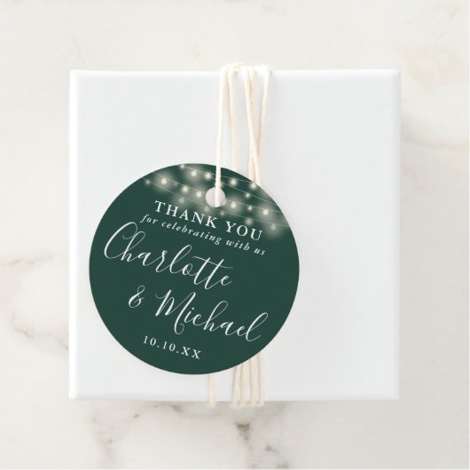 Étiquettes Cadeau Emerald Green Script String Merci (En situation)