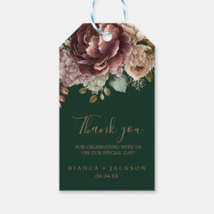 Étiquettes-cadeau Emerald green Watercolor floral Wedding favorise