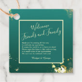 Étiquettes Cadeau émeraude or vert bijou mariage (Devant)