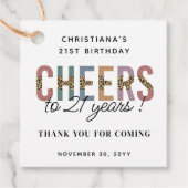 Étiquettes Cadeau Empreinte de léopard de fête du 21e anniversaire m (Devant)