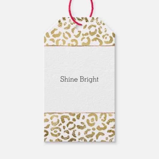 Étiquettes-cadeau Empreinte de léopard Gold Glam (Devant)