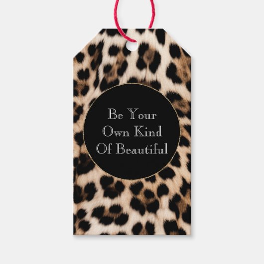 Étiquettes-cadeau Empreinte de léopard noir Brown crémeux (Devant)