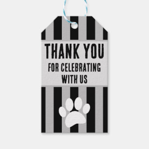 Étiquettes-cadeau Empreinte de patte Chien Texte Personnalisé Noir E