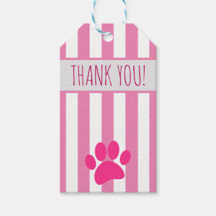 Étiquettes-cadeau Empreinte de patte Chien Texte Personnalisé Rose E