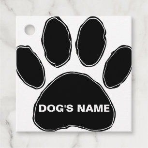 Étiquettes Cadeau Empreinte de patte de chien avec nom personnalisé