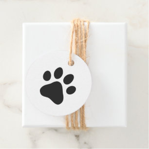 Étiquettes Cadeau Empreinte de patte moderne Noir Blanc Animaux Amat