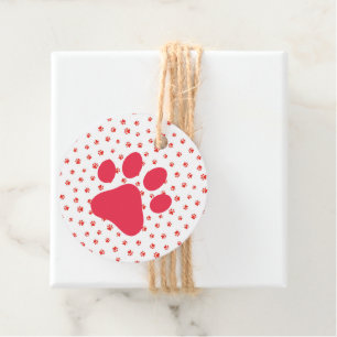 Étiquettes Cadeau Empreinte de patte rouge Amateurs d'animaux de com