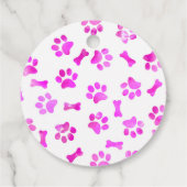 Étiquettes Cadeau Empreintes de pattes d'aquarelle rose (Dos)