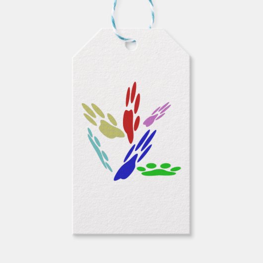 Étiquettes-cadeau Empreintes de pattes de chiens avec Pois (Devant)