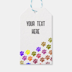 Étiquettes-cadeau Empreintes de pattes De Chiot Colorés Avec Texte P