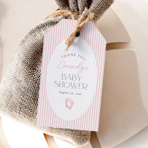 Étiquettes-cadeau Empreintes vintages rose bébé Baby shower fille